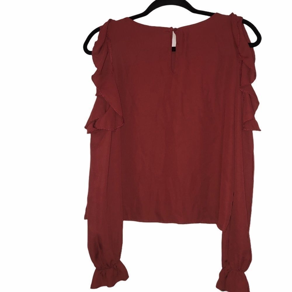 Burnt Orange One Clothing Ruffled Cold Shoulder